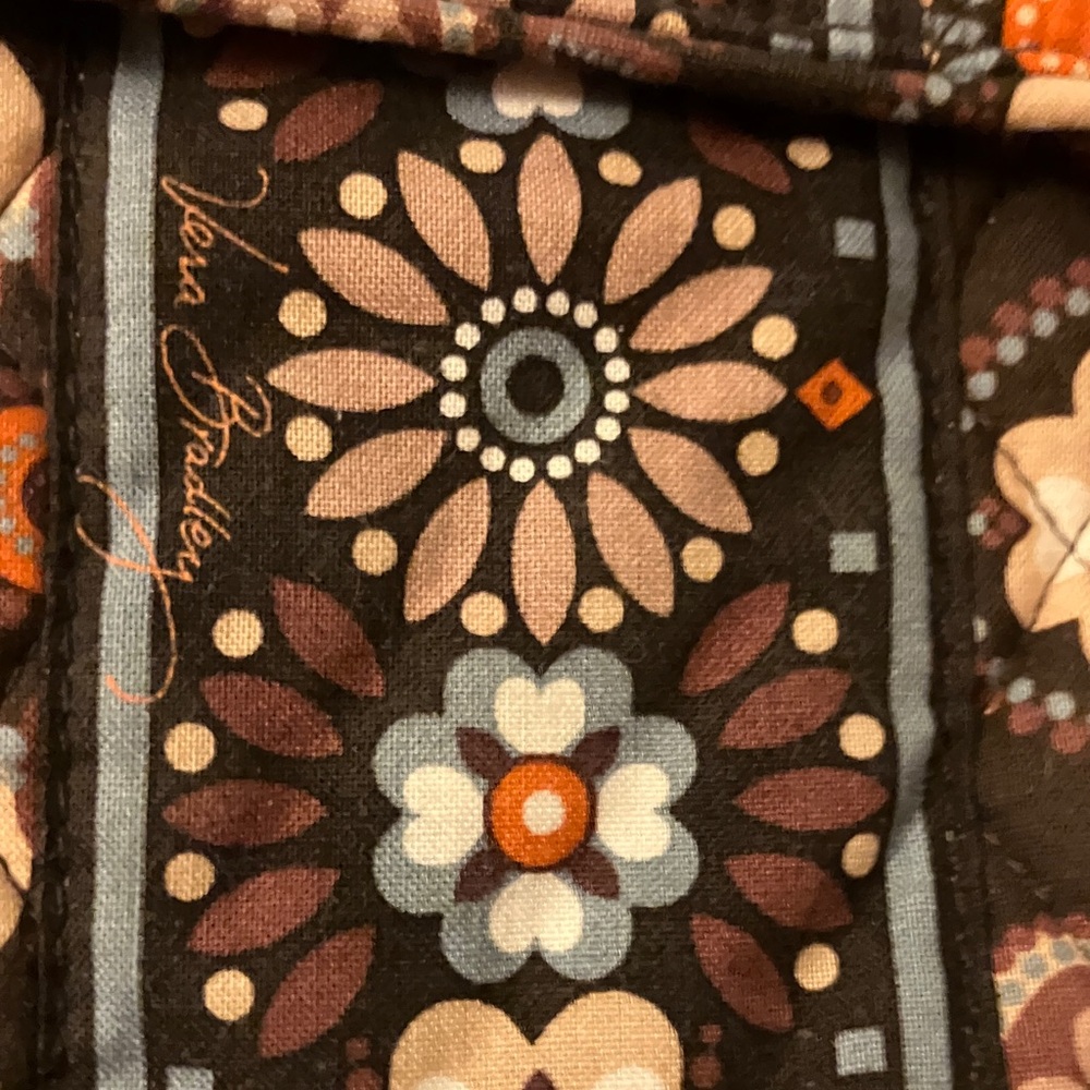 Vera Bradley Brown Floral Quilted Backpack with Orange and Cream Accents - Picture 8 of 8